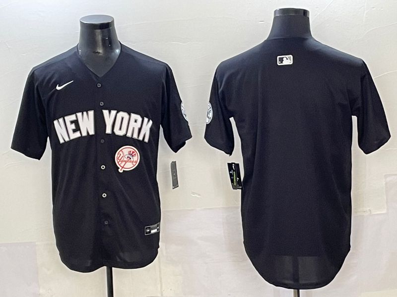 Men 2025 New York Yankees Blank Black Nike MLB Jersey style 006->women mlb jersey->Women Jersey